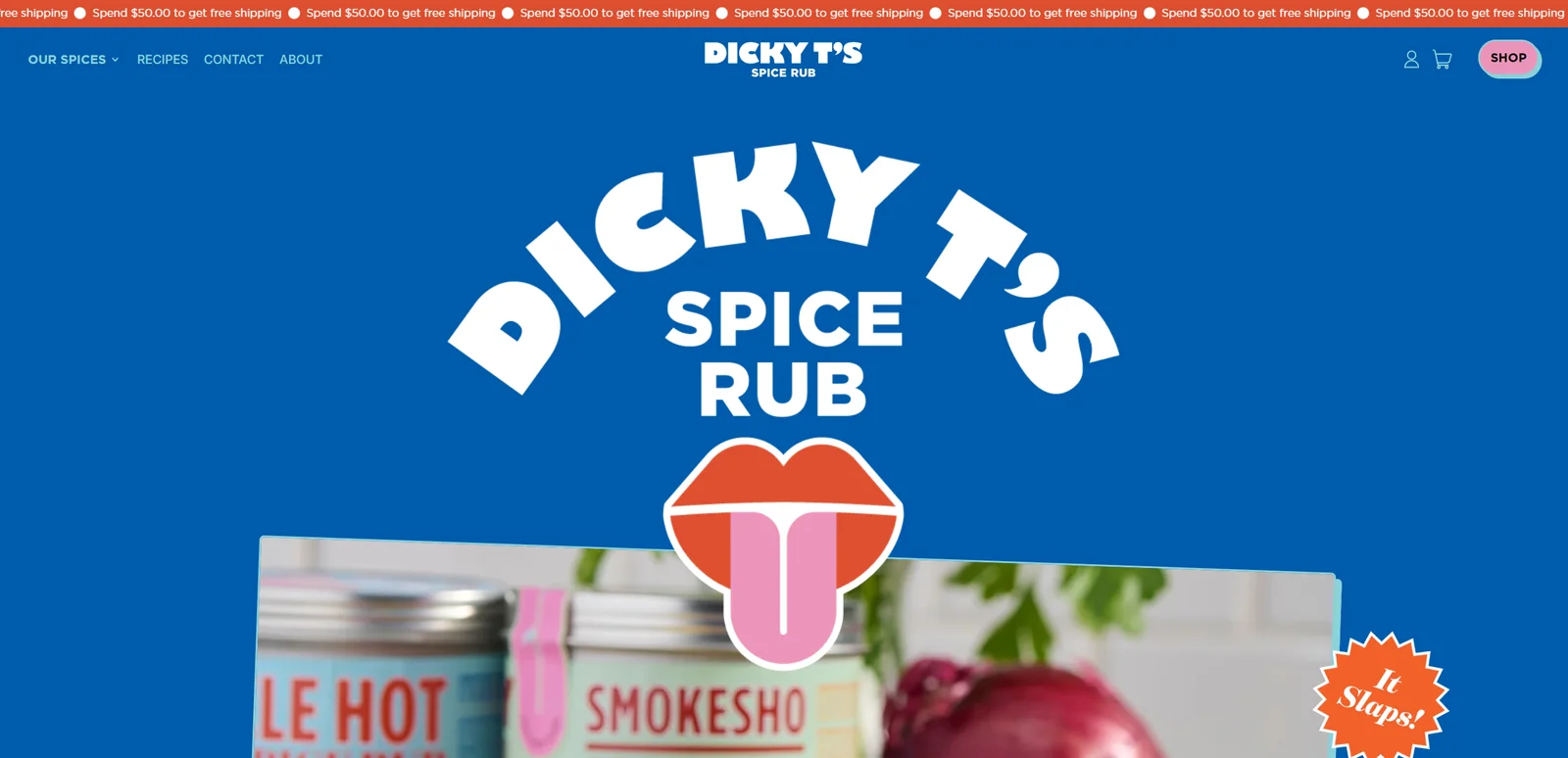 Dicky T's Shopify storefront with branded spice rub packaging